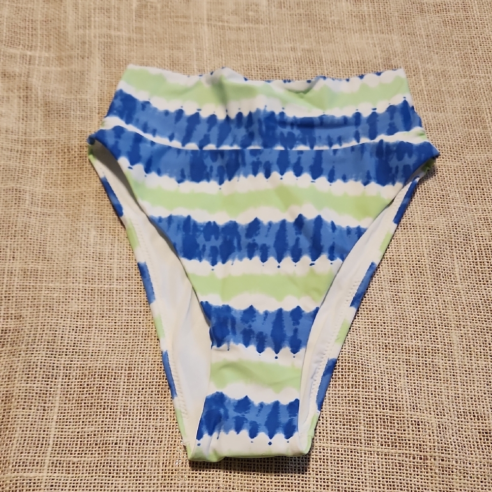 Aerie Blue and Green Striped Bikini Bottom